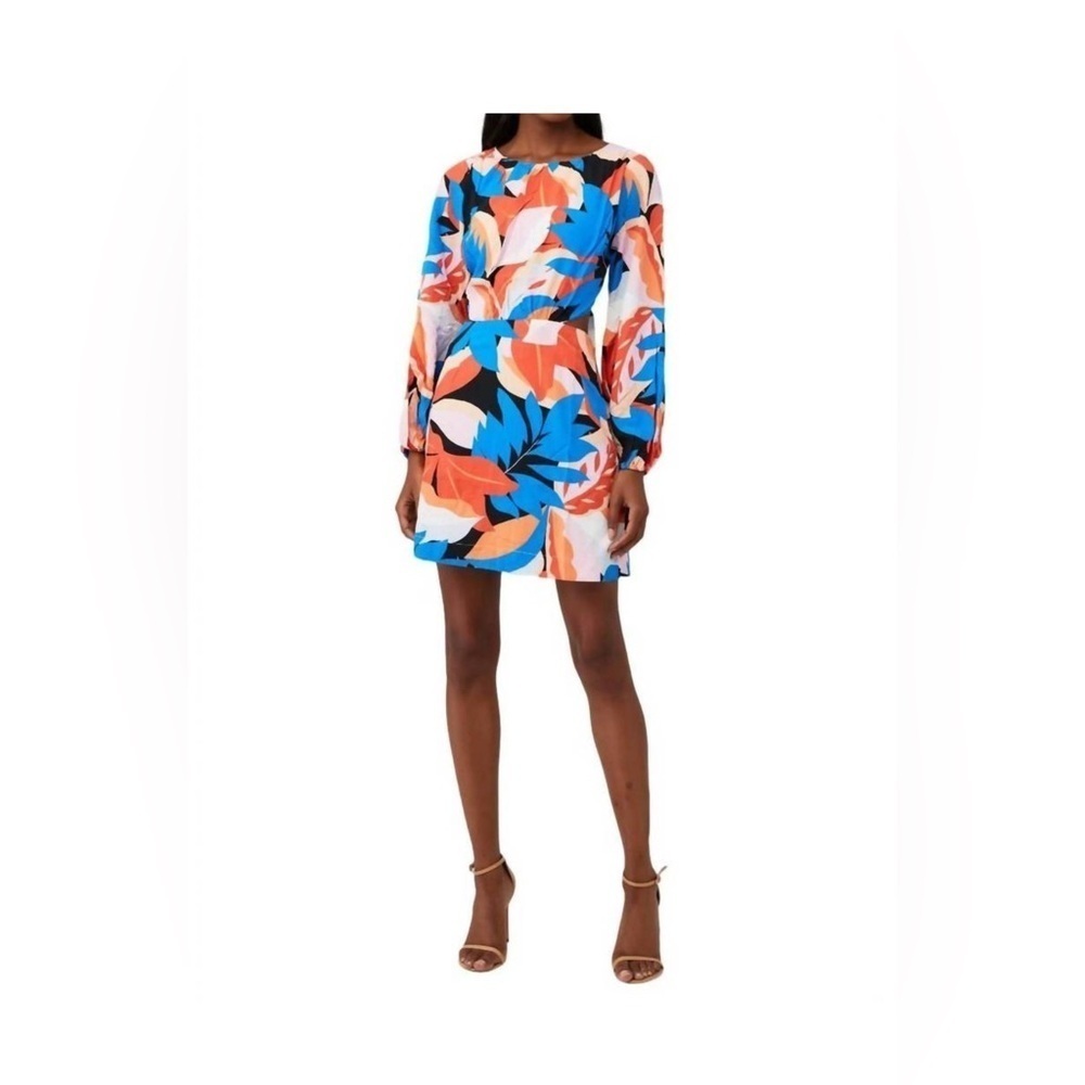 Minkpink Women’s Lukas Dress Blue Orange Floral Print Open Back Size XS